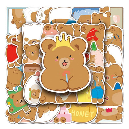 Hand-painted Bear -710 Stickers – 50pcs Hand-painted Bear Stickers for Birthday Party Decor  50pcs Hand-painted Bear Stickers – Fun and Cute Stickers for Sticker Collectors