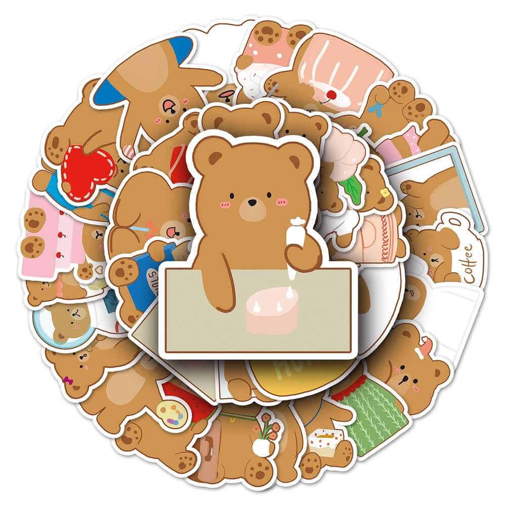 Hand-painted Bear Stickers – 50pcs Unique Hand-painted Bear Stickers for Kids  50pcs Hand-painted Bear Stickers – Cute Hand-painted Bear Stickers for Scrapbooking  Hand-painted Bear -710 Stickers – 50pcs Charming Bear Stickers for DIY Crafts