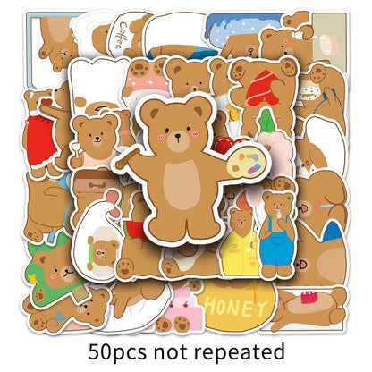 50pcs Hand-painted Bear Stickers – Creative Stickers for Journals and Notebooks  Hand-painted Bear -710 Stickers – 50pcs Hand-painted Stickers for DIY Scrapbooks  50pcs Hand-painted Bear Stickers – Hand-painted Bear Stickers for Scrapbooking and Crafting