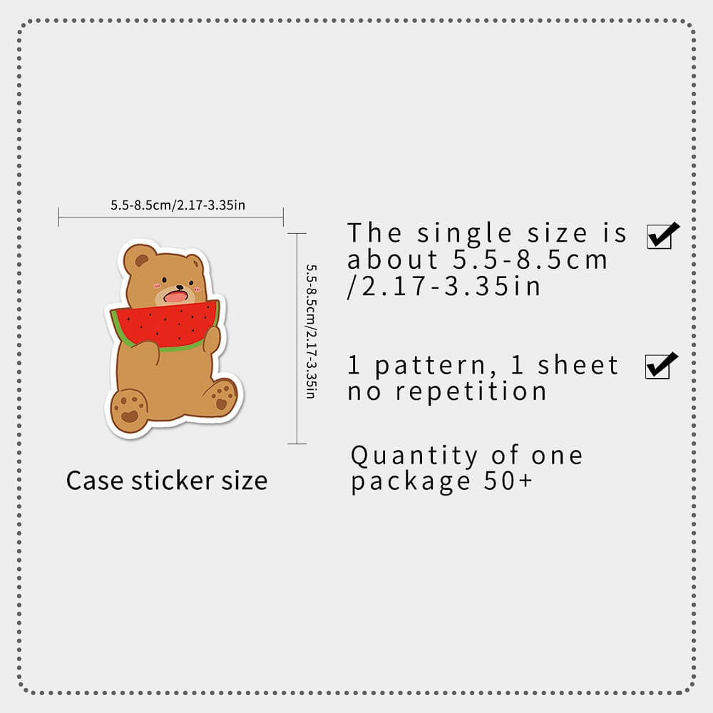 Hand-painted Bear -710 Stickers – 50pcs Hand-painted Stickers Featuring Cute Bears