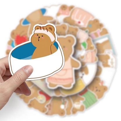 50pcs Hand-painted Bear Stickers – Colorful Bear Stickers for Personalizing Stationery  Hand-painted Bear -710 Stickers – 50pcs Hand-painted Bear Stickers for Craft Projects  50pcs Hand-painted Bear Stickers – Adorable Hand-painted Bear Stickers for Kids'