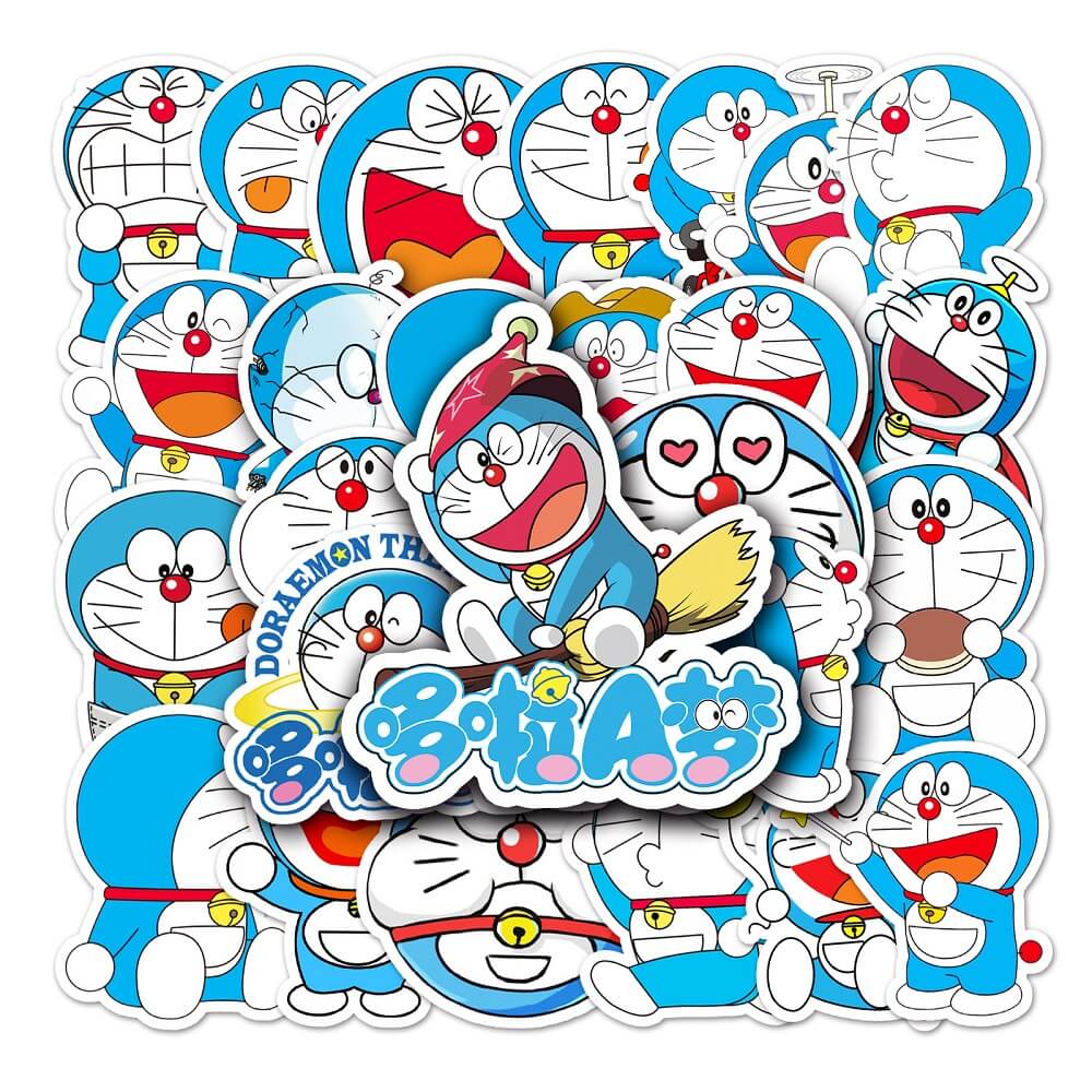 Doraemon 146 Stickers – 50pcs Cute Doraemon Stickers for Birthday Party Decor  50pcs Doraemon 146 Stickers – Doraemon Stickers for Greeting Cards and Invitations  Doraemon 146 Stickers – 50pcs Doraemon Stickers for Decorating Water Bottles and School Gear