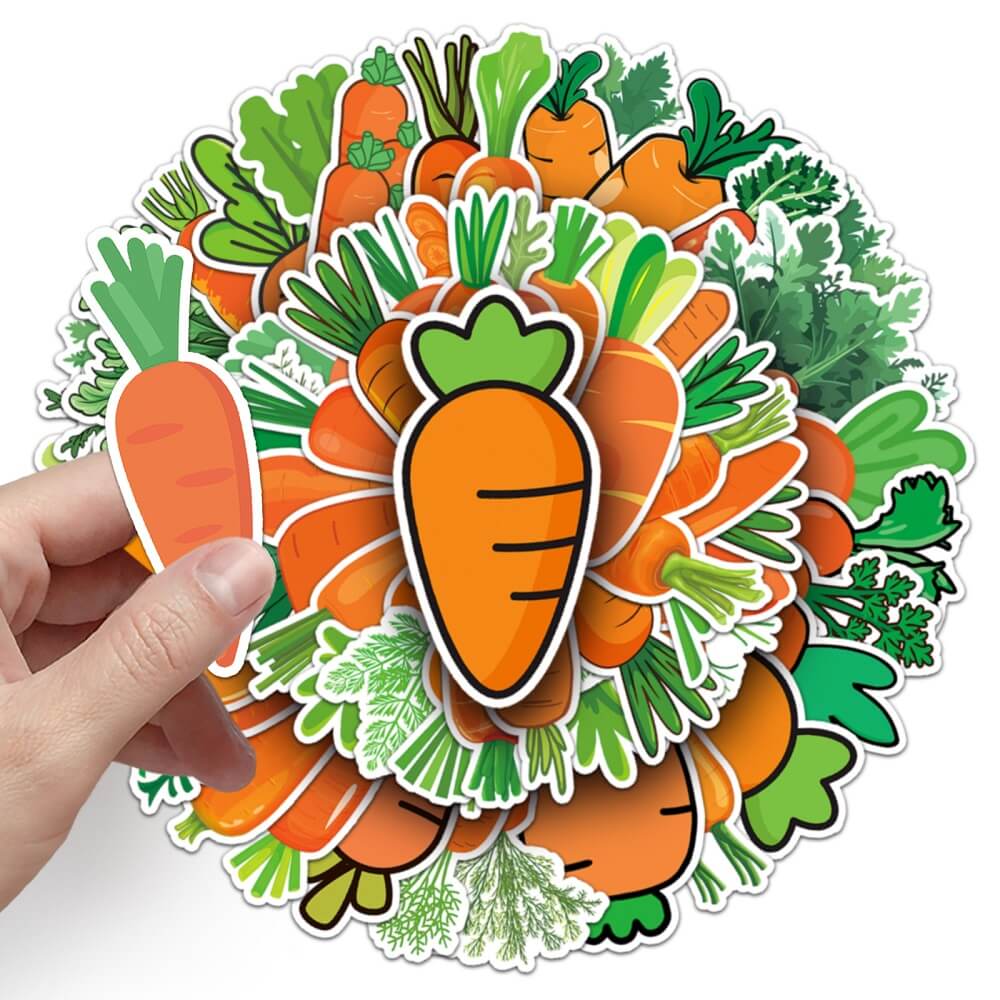 Carrot-1107 Stickers Set – Bright, Fun Stickers for Personalizing Your Belongings  Carrot Stickers – 50pcs of Adorable Stickers Featuring Cute Carrot Designs  50pcs Carrot Stickers Set – Perfect for Kids, Teachers, and Sticker Collectors