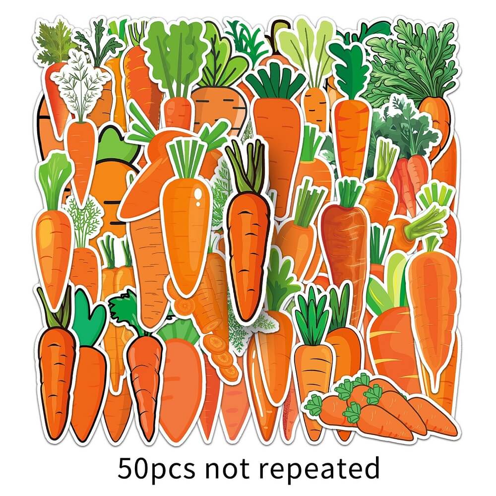 Carrot Stickers 50pcs Set – Fun Stickers for Kids and Fans of Cute Designs  Carrot-1107 Stickers – 50pcs of Bright and Cheerful Stickers for Various Projects  Carrot Stickers Set – 50pcs of Fun Stickers for Crafting and Personalization