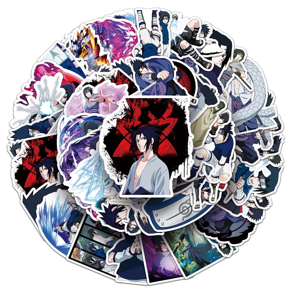 Uchiha Sasuke-1354 50-piece sticker set, vibrant vinyl for personalizing 50 Naruto Uchiha Sasuke stickers, anime-inspired designs for collectors