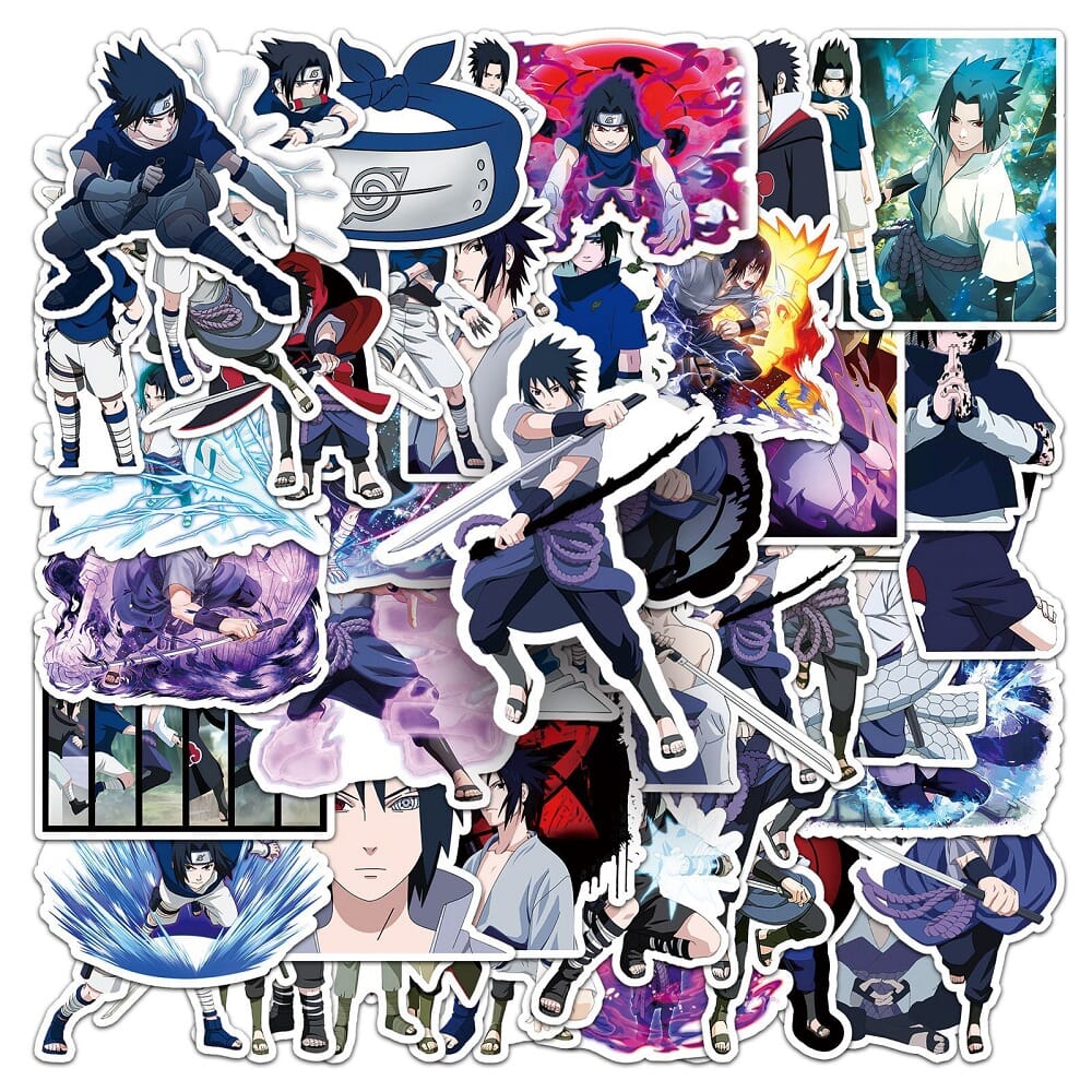 Naruto Uchiha Sasuke stickers, 50 vibrant vinyl stickers for customizing gear Naruto Uchiha Sasuke-1354 50 stickers, ideal for decorating notebooks and phone cases