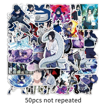 Uchiha Sasuke-1354 50 stickers, ideal for scrapbooking and journaling Naruto Uchiha Sasuke stickers 50pcs, anime character decals for customizing