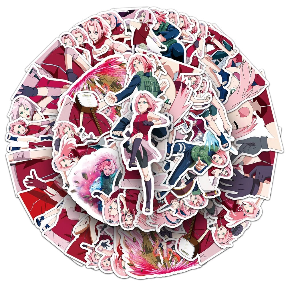 Naruto Haruno Sakura stickers set, 50 pieces for anime fans Haruno Sakura-1355 stickers, 50pcs vibrant Naruto character decals