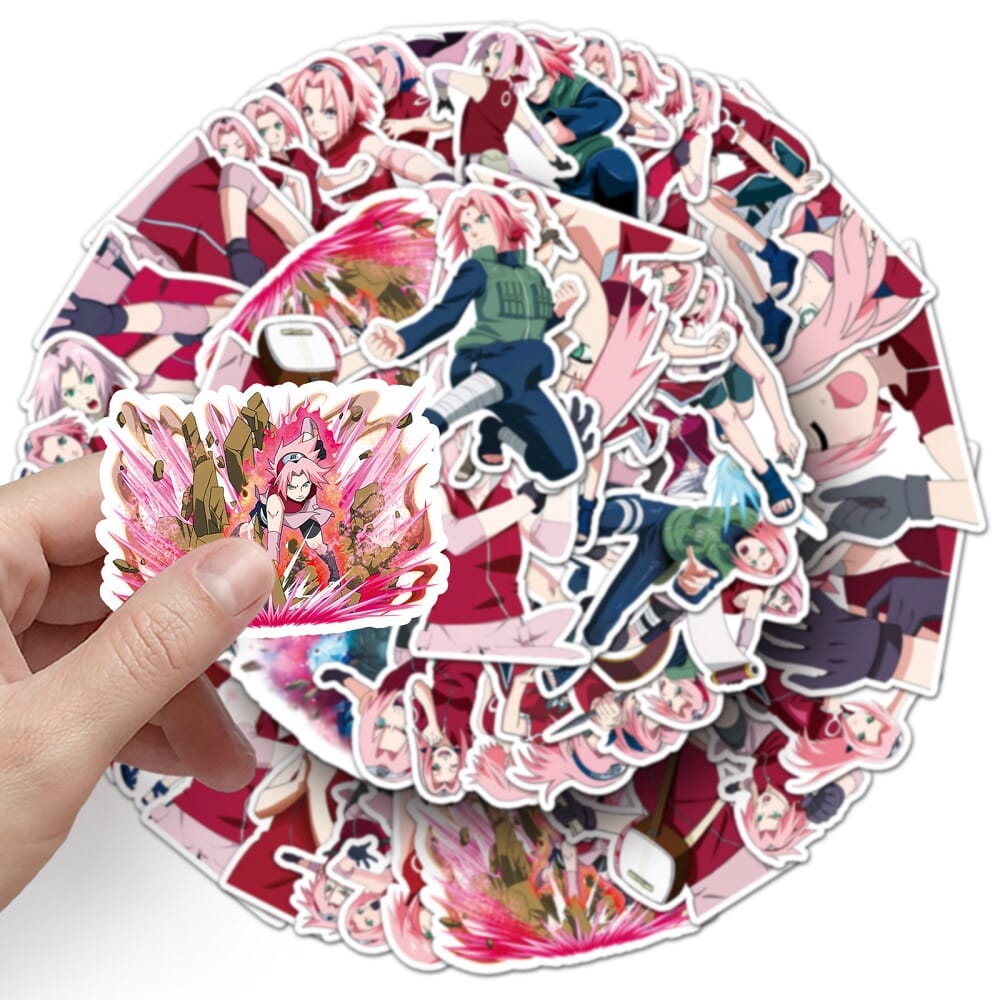 Naruto Sakura stickers, 50 high-quality vinyl stickers 50-piece Naruto Haruno Sakura stickers, perfect for decorating