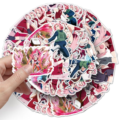 Naruto Sakura stickers, 50 high-quality vinyl stickers 50-piece Naruto Haruno Sakura stickers, perfect for decorating