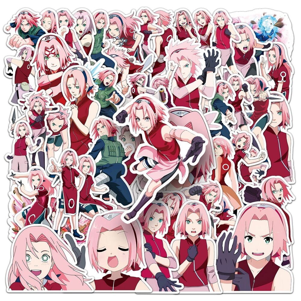 Naruto Sakura-1355 sticker pack, 50 vibrant stickers of Sakura from Naruto 50 Naruto Sakura stickers, ideal for personalizing laptops and water bottles Naruto Haruno Sakura 50-piece sticker set, fun and durable vinyl decals