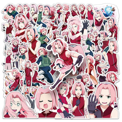 Naruto Sakura-1355 sticker pack, 50 vibrant stickers of Sakura from Naruto 50 Naruto Sakura stickers, ideal for personalizing laptops and water bottles Naruto Haruno Sakura 50-piece sticker set, fun and durable vinyl decals