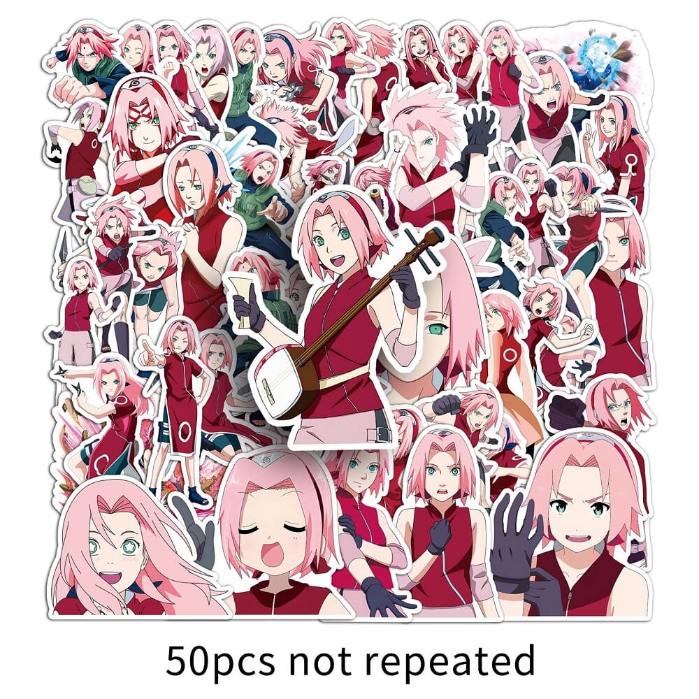 50 Naruto Haruno Sakura stickers, collectible vinyl decals for fans Naruto Sakura-1355 stickers set, perfect for scrapbooking and journaling
