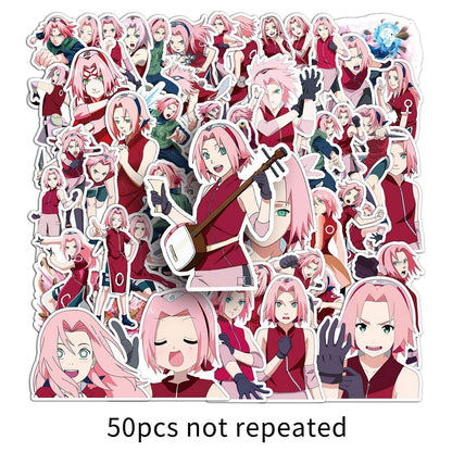 50 Naruto Haruno Sakura stickers, collectible vinyl decals for fans Naruto Sakura-1355 stickers set, perfect for scrapbooking and journaling