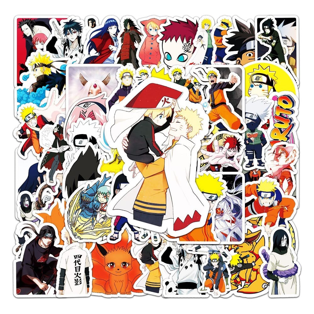 Naruto-46A stickers 62pcs, colorful vinyl decals for personalizing items Naruto-46A anime stickers, 62-piece set for decorating laptops and water bottles