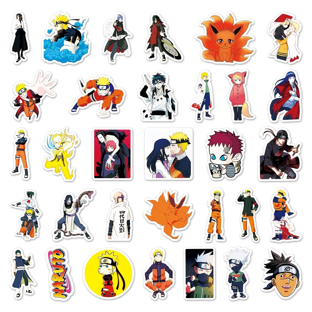 Naruto-46A 62 stickers pack, featuring popular characters from Naruto series Naruto-46A sticker set, 62 pieces for fans to personalize their gear