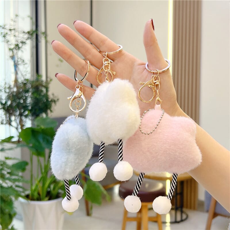 Small cloud plush keychain, soft and cute accessory for bags
