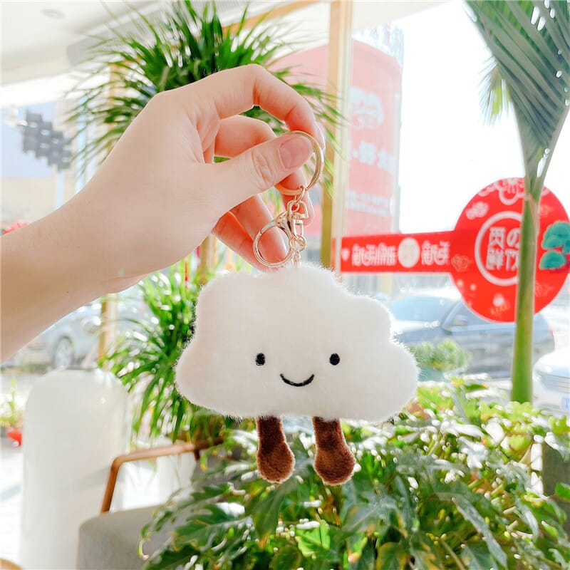 Mini cloud plush keychain, soft and fluffy accessory for bags