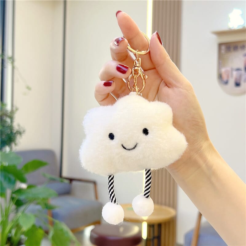 Kawaii cloud plush keychain, ideal accessory for anime fans