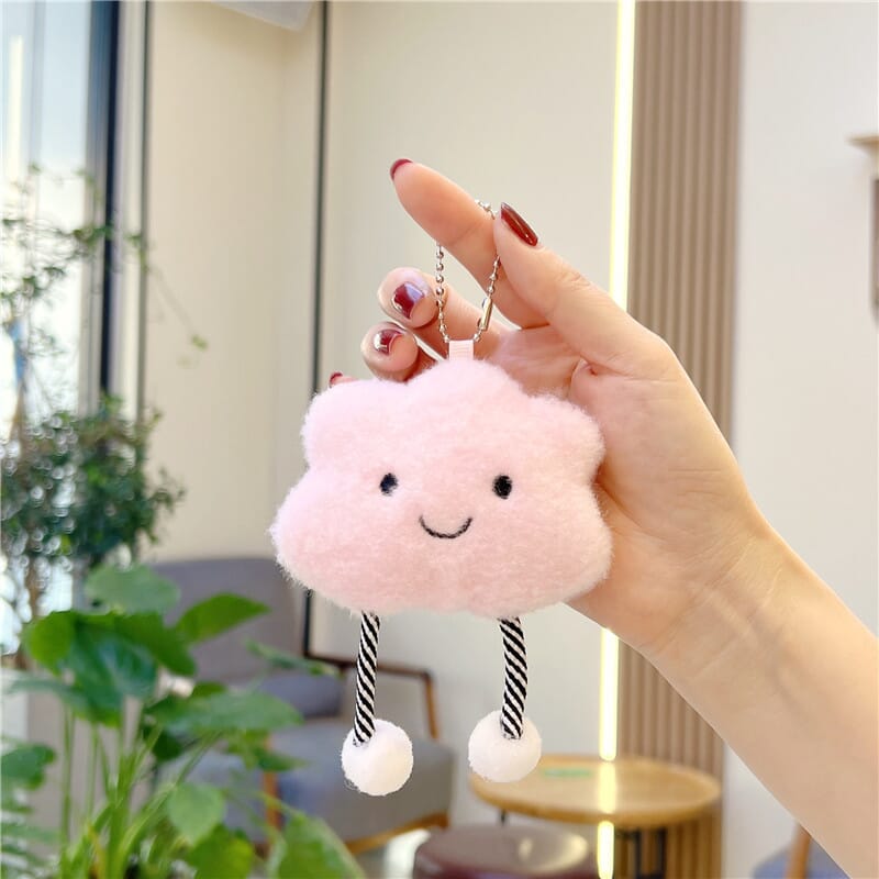 Kawaii plush cloud keychain, adorable addition to any backpack