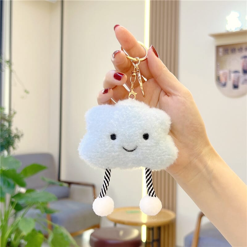Cute cloud keychain plush toy, fun accessory for everyday carry