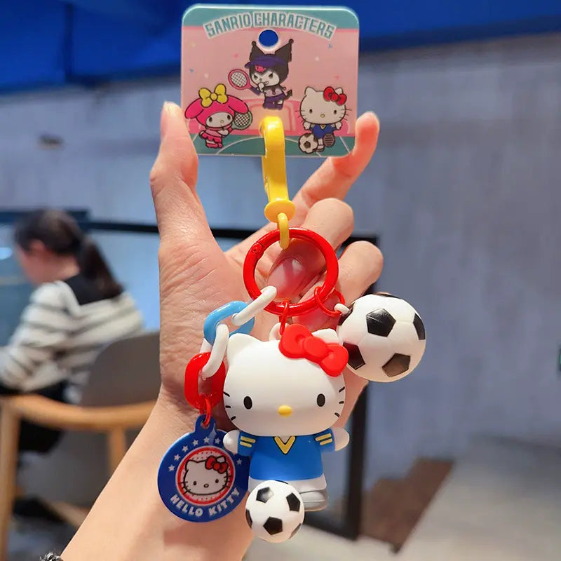 Sanrio Sports Meet plush keychain, cute small accessory for bags Sanrio plush keychain with sports meet design, adorable accessory for backpacks Sports Meet plush keychain by Sanrio, charming bag charm for sports fans