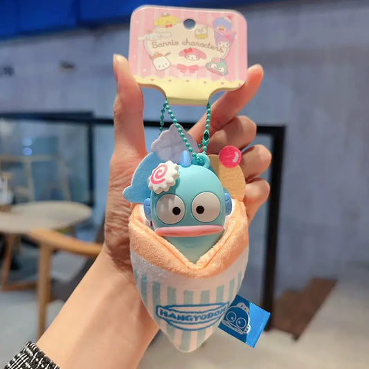 Sanrio Hundred Flavors Crepe plush keychain, cute small accessory for bags Sanrio plush keychain with Hundred Flavors Crepe design, adorable accessory Hundred Flavors Crepe plush keychain by Sanrio, fun bag charm for fans Sanrio plush Hundred Flavors Crep