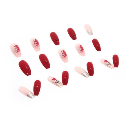 24pcs Vintage Wine Red Press - On Nail Kit(9010) - Gookka