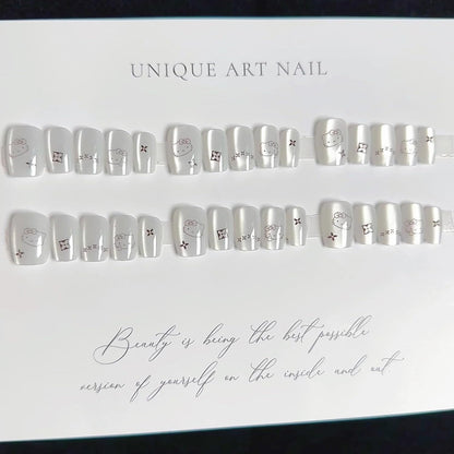 30PCS Silver Cat Press on Nails(9005) - Gookka