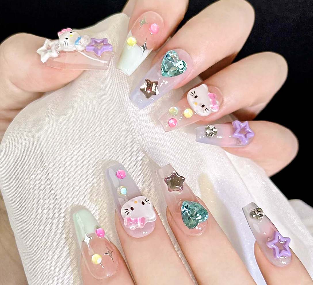 Cartoon Cat Design Handmade Press on Nails(9004) - Gookka