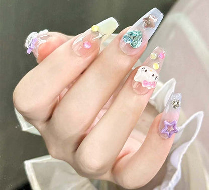 Cartoon Cat Design Handmade Press on Nails(9004) - Gookka