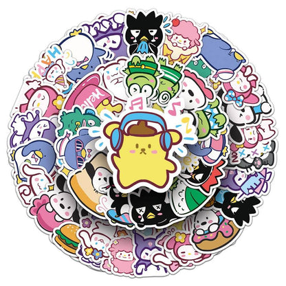 Hand-painted Sanrio 50pcs Stickers Set for Cute Collectibles  Sanrio Hand-painted 50pcs Stickers - Ideal for Journals, Notebooks, and Scrapbooking  50pcs Hand-painted Sanrio Stickers - Perfect for Personalizing Accessories