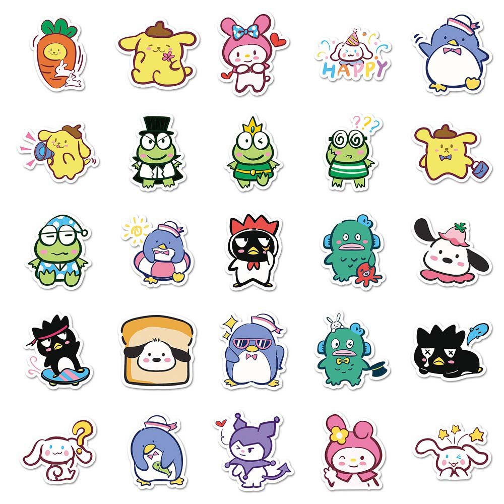 Sanrio 50pcs Hand-painted Stickers for Crafting and Fun Projects  50pcs Hand-painted Sanrio Stickers for Personalizing Your School Supplies  Hand-painted Sanrio Stickers - 50pcs for Kids and Adults Who Love Sanrio Characters