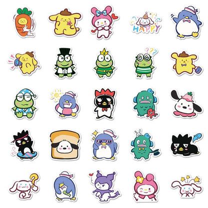 Sanrio 50pcs Hand-painted Stickers for Crafting and Fun Projects  50pcs Hand-painted Sanrio Stickers for Personalizing Your School Supplies  Hand-painted Sanrio Stickers - 50pcs for Kids and Adults Who Love Sanrio Characters
