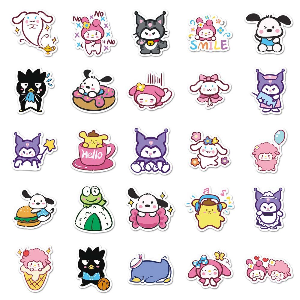 50pcs Hand-painted Sanrio Stickers for Crafting, DIY Projects, and Home Decor  Sanrio Hand-painted Stickers Set - 50pcs for Fun and Creative Decoration  Hand-painted Sanrio 50pcs Stickers for Cute Gifts, Scrapbooking, and Journals  50pcs Sanrio Hand-paint
