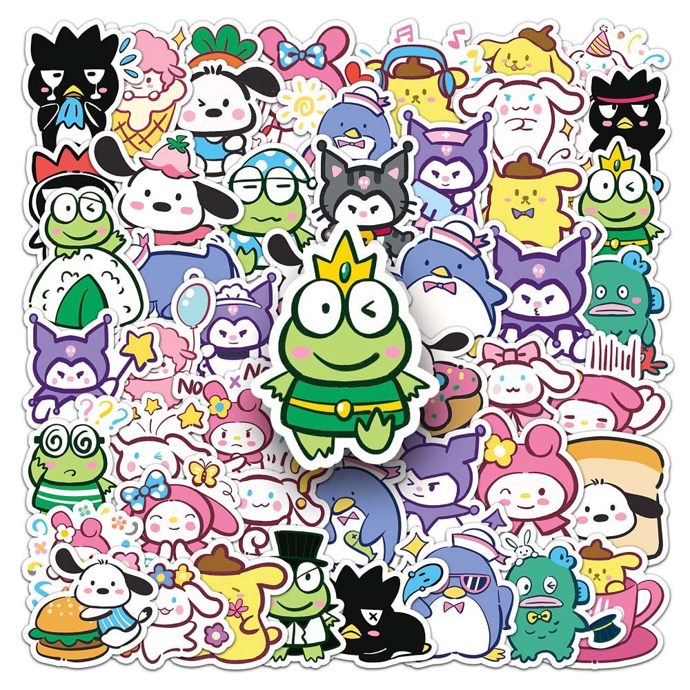 50pcs Hand-painted Sanrio Stickers Set for Fun DIY Crafting and Decor  Sanrio Hand-painted Stickers - 50pcs for Adding Fun to Your Stationery and Accessories  Hand-painted Sanrio Stickers - 50pcs to Personalize Laptops, Water Bottles, and More