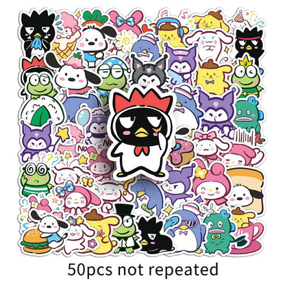 Cute Sanrio Hand-painted Stickers - 50pcs for Scrapbooking and Stationery  Hand-painted Sanrio 50pcs Stickers for Decorating and Customizing Gifts