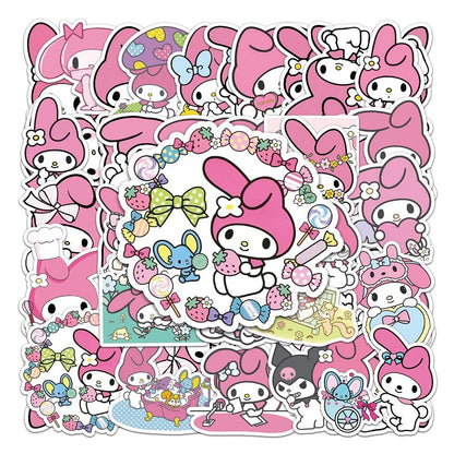 Sanrio 50pcs Melody Stickers (2009) - Cute Stickers of Melody the Bunny  50pcs Sanrio Melody Stickers (2009) - Sanrio's Melody Character in Vibrant Stickers  Sanrio Melody Stickers Set 50pcs (2009) - Colorful Melody Stickers for Collectors