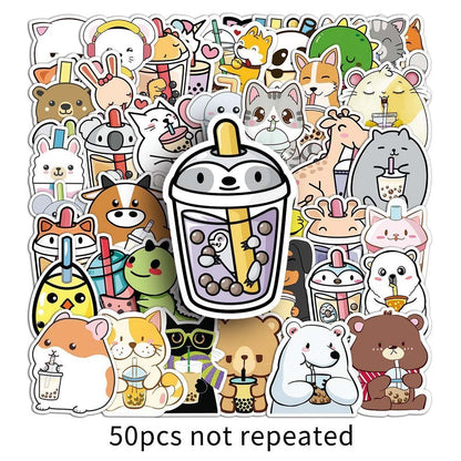 50pcs Pet Milk Tea Stickers - Creative Stickers for DIY Crafts and Personalized Decor  Pet Milk Tea 50pcs Stickers - Trendy Stickers for Animal and Tea Enthusiasts