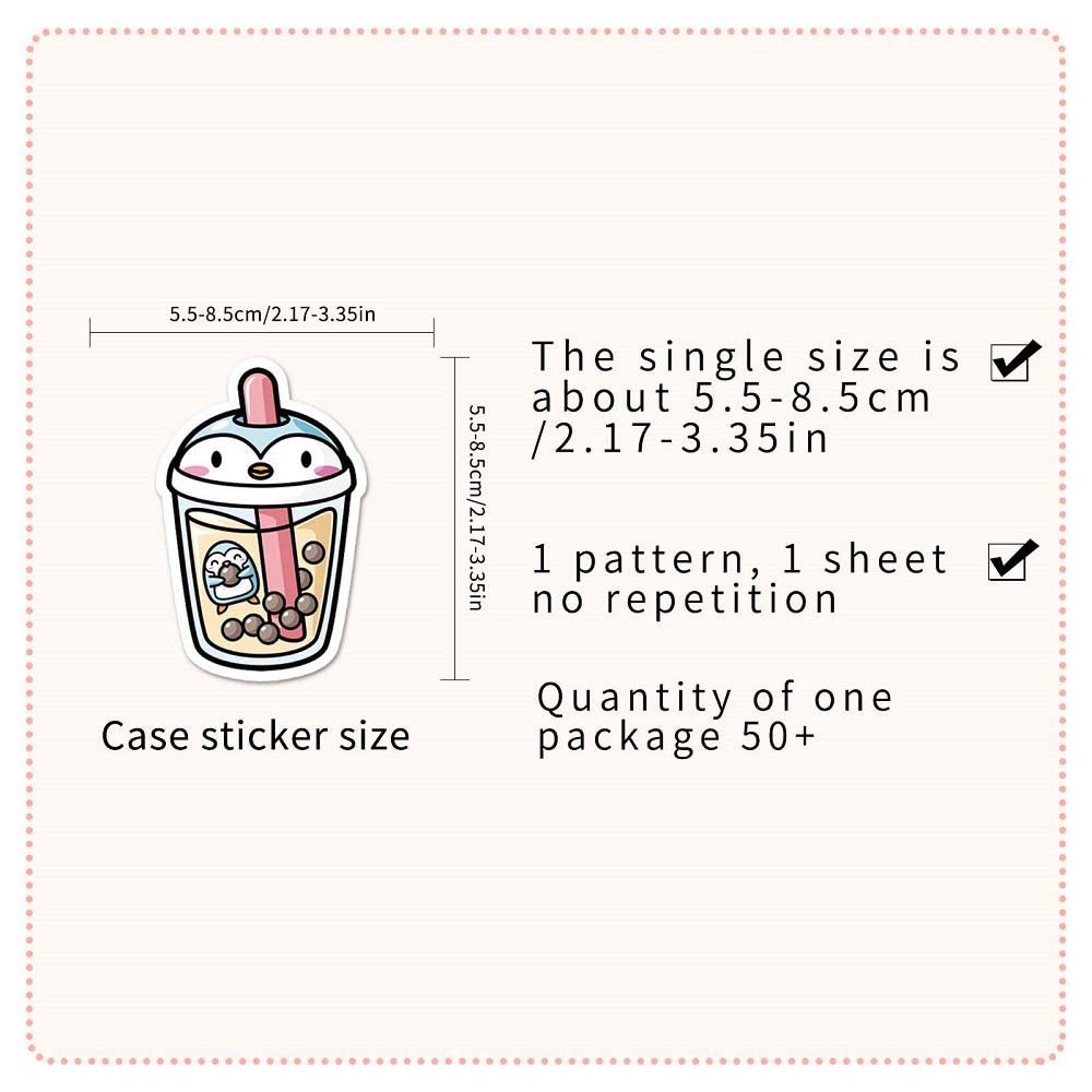 50pcs Pet Milk Tea Stickers - Fun and Colorful Stickers for Kids and Adults