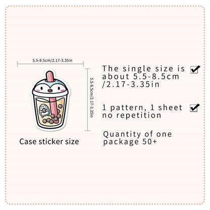 50pcs Pet Milk Tea Stickers - Fun and Colorful Stickers for Kids and Adults