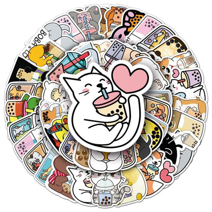 Pet Milk Tea Stickers - 50pcs Set for Customizing Notebooks, Cards, and Gifts  50pcs Pet Milk Tea Stickers for Scrapbooking, Journaling, and Crafting Projects