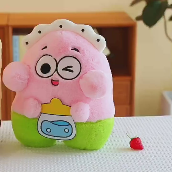 SpongeBob Patrick plush toy with baby bottle, adorable doll for children