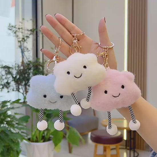 Kawaii cloud plush keychain, cute accessory for bags and backpacks