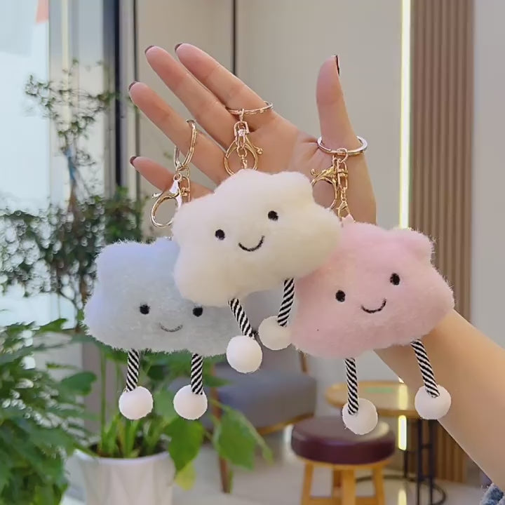 Kawaii cloud plush keychain, cute accessory for bags and backpacks