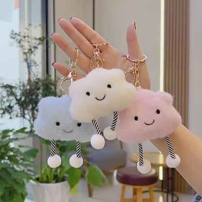 Kawaii cloud plush keychain, cute accessory for bags and backpacks