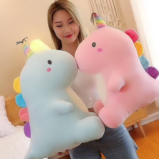 Green dinosaur plush toy, soft and huggable stuffed animal