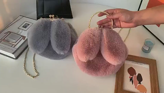 Soft plush bunny ear crossbody purse for kids