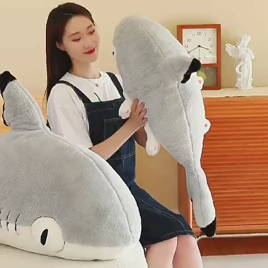 Kawaii shark stuffed toy, playful plush doll for boys and girls