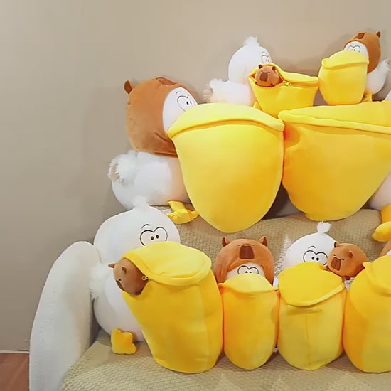 Pelican plush toy with big mouth, cute stuffed doll for kids’ play